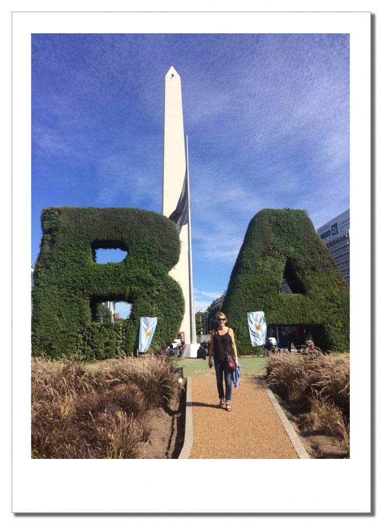A First Timer's Guide to Argentina, SueWhereWhyWhat is framed by two giant 'topiary' hedges in the shape of letters B & A to signify Buenos Aries