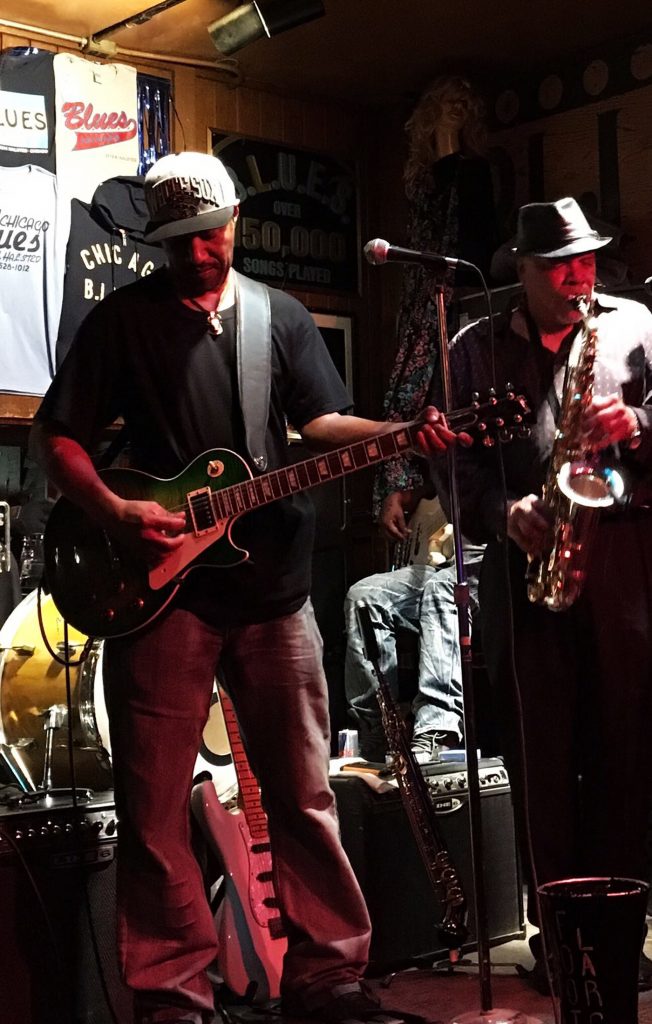 Blues musicians on stage, Chicago blues club