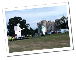 A giant inflatable Spacemen at Bestival Festival, Dorset England