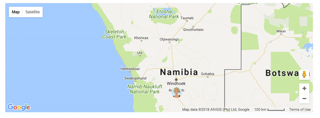 A google map of Namibia