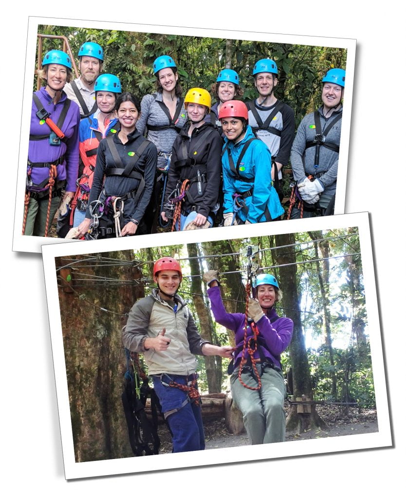 SueWhereWhyWhat in Monteverde, with the group Ziplining on the 'Superman' 
