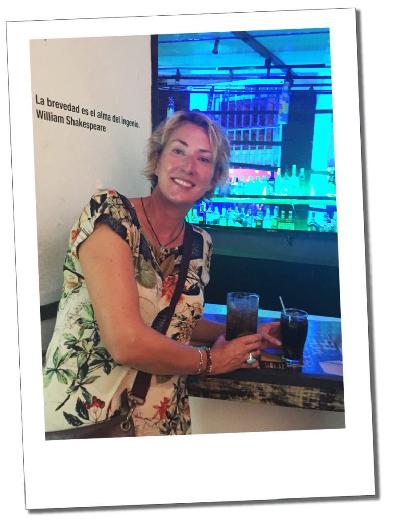 SuewhereWhyWhat, at a bar in Havana