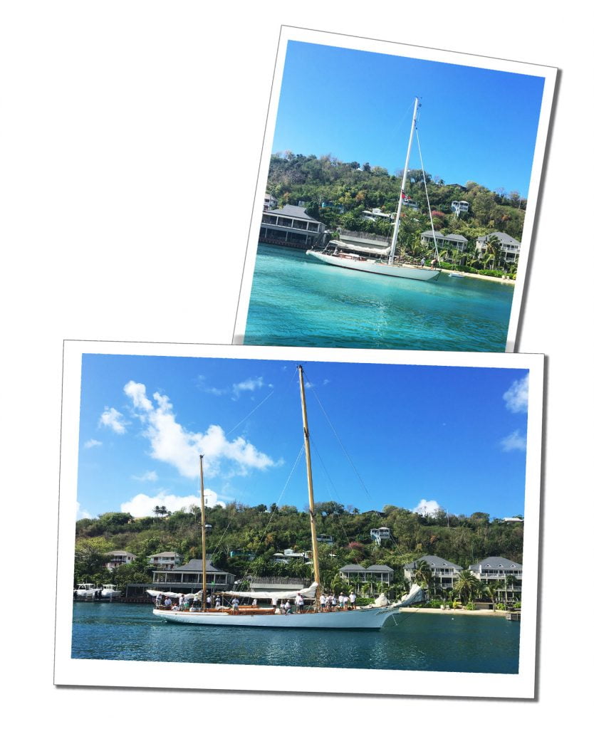 Yachts glide on the shimmering sunny sea, Antigua