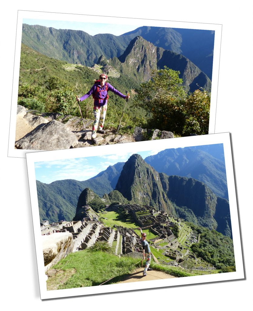SueWhereWhyWhat standing overlooking Machu Picchu, Peru