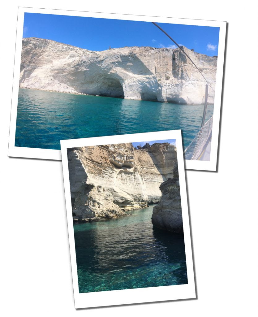 The sea & white rocks near Sarakiniko beach, Milos boat tour
