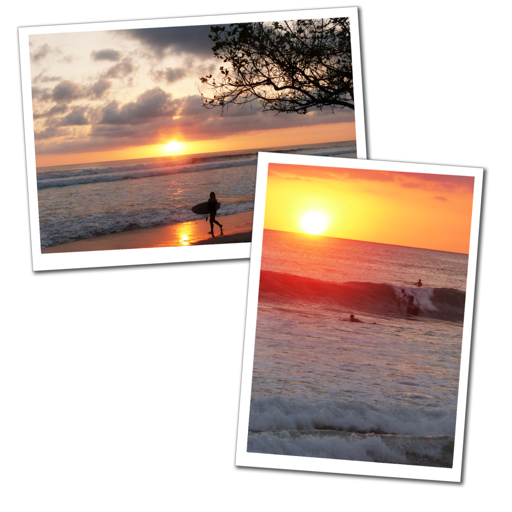 Surfers on Santa Teresa Beach at Sunset, Costa Rica