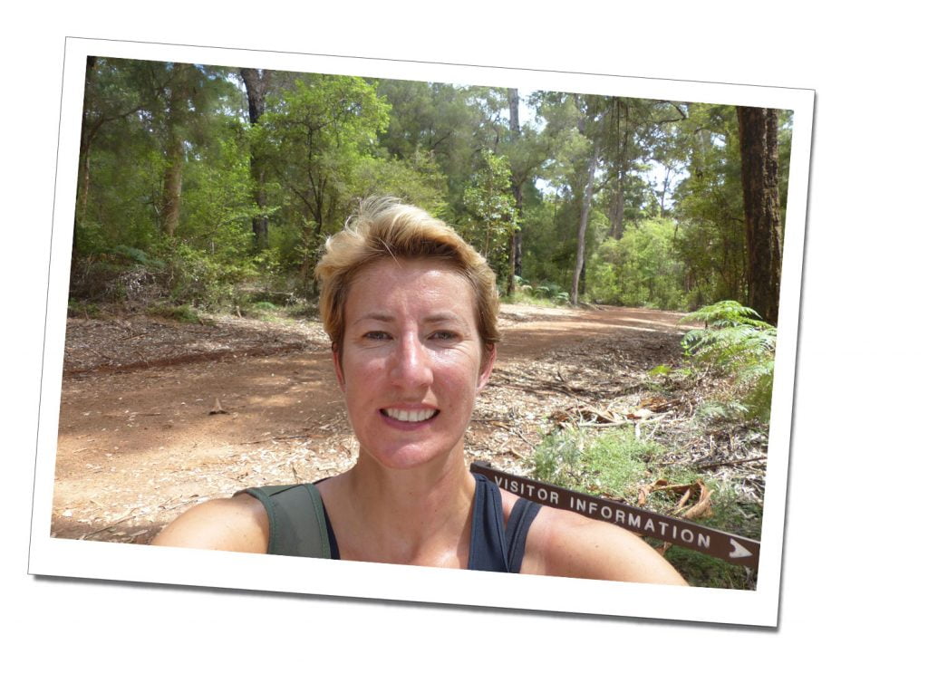 SuewhereWhywhat in a forest clearing.