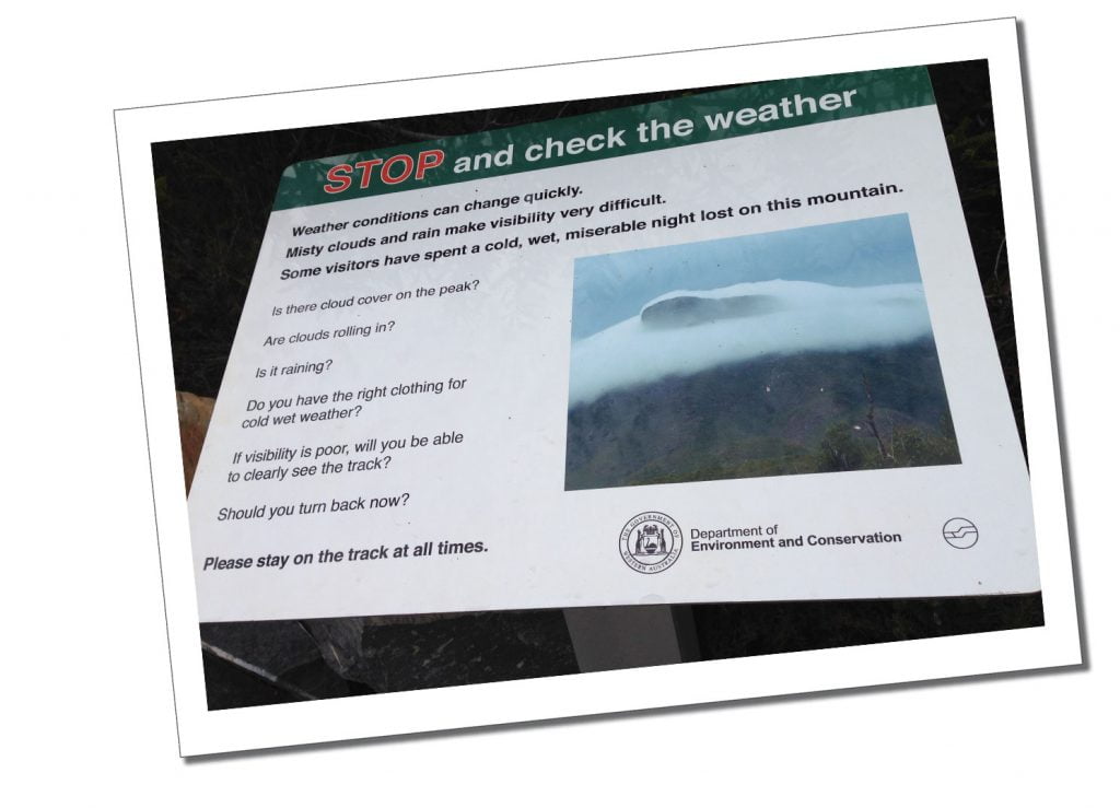 A department of the environment sign at Bluff Knoll