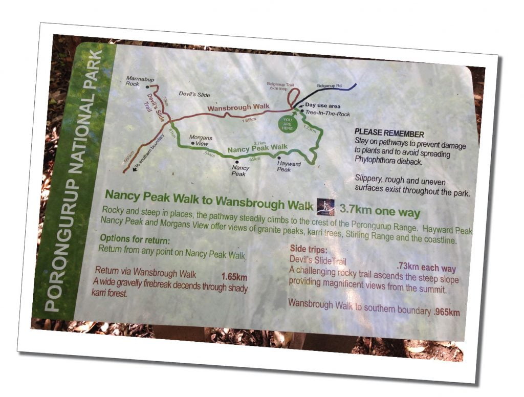 A sign showing the area around Nancy Peak