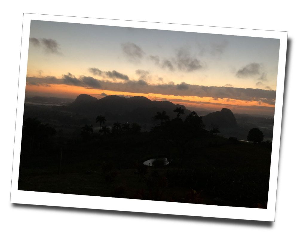 Sunrise behind the mountains, Vinales, viewpoint