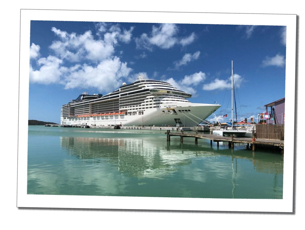 Massive Cruise ship in dock, Antigua