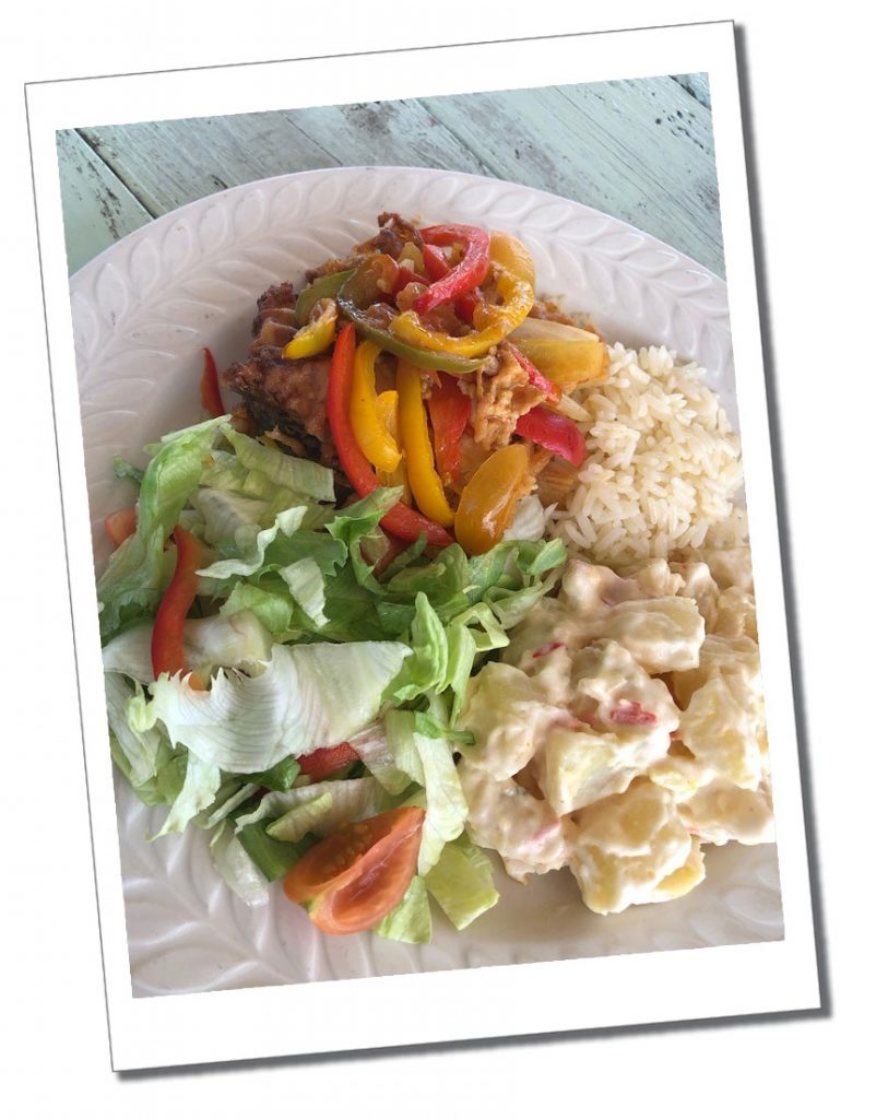 Delicious Lobster lunch at the Lobster Hut on the beach in Barbuda
