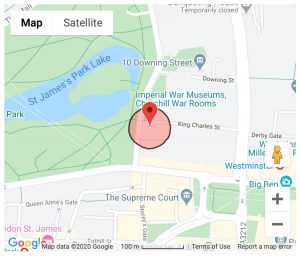 Google Map showing Churchills War Rooms, London