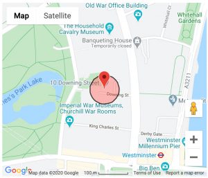 Google Map Showing No 10 Downing Street, London
