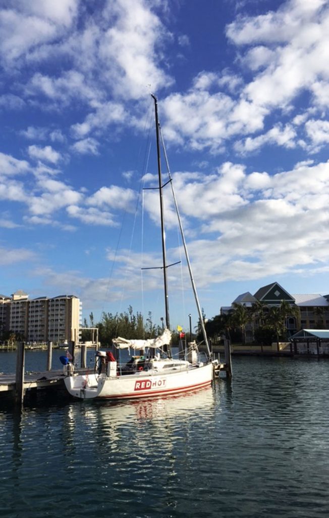 Red Hot yacht sitting in dock at Grand Bahama