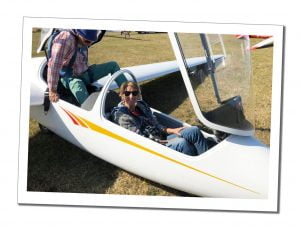 SWWW and instructor about to take off in a glider, Dunstable, UK
