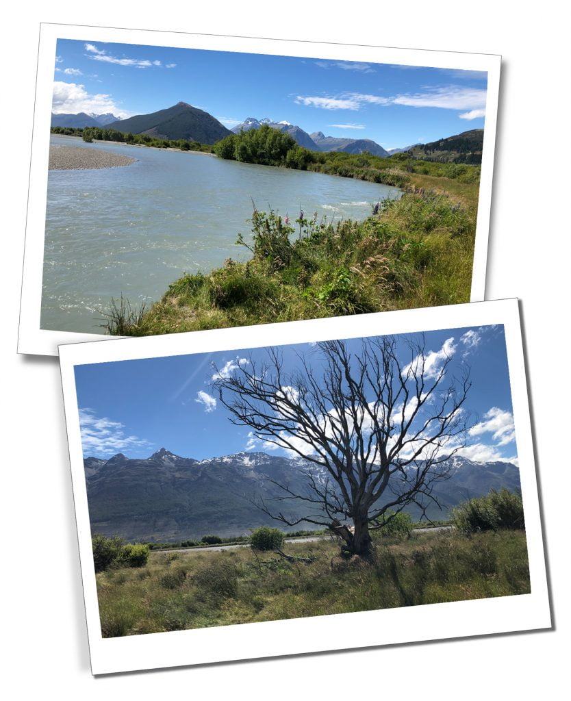 Views of the river and mountains at Glenorchy, New Zealand