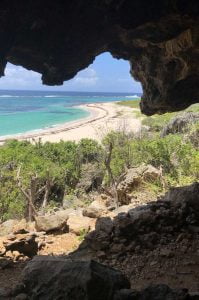 Cave looking onto the beach at Two Foot Bay, Barbuda