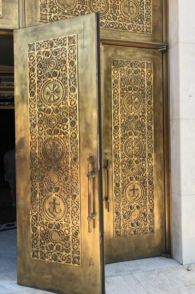 Ornate golden doors of the Resurrection of Christ Orthodox Cathedral