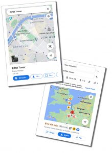 A screenshot of maps from a mobile phone app