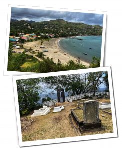 A Caribbean graveyard overlooking a sandy bay