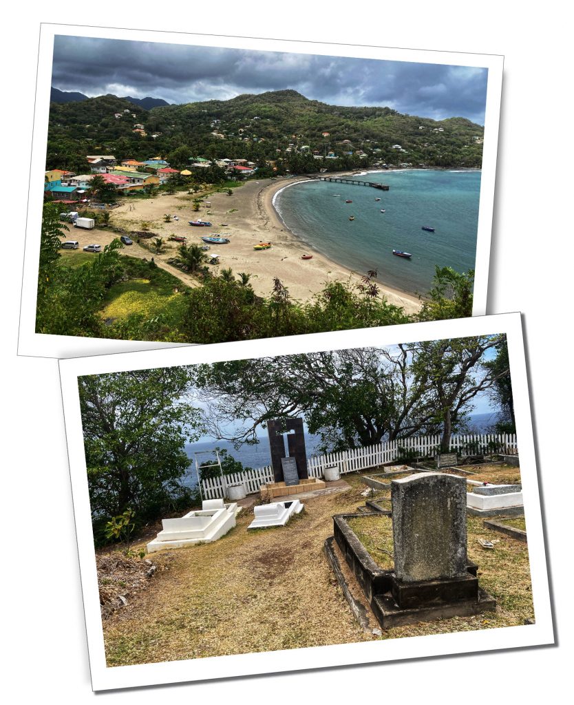 2 views of the sea one from a hill another from a graveyard