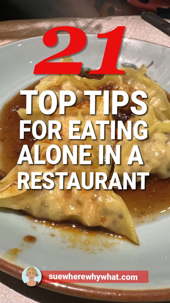 A pintrest pin with large red and white text over a picture of dumplings on a white plate