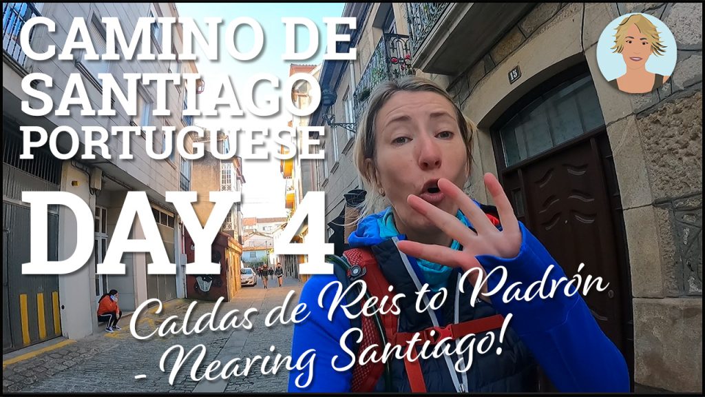 YouTube Cover image of a woman dressed in hiking gear walking down a sunny street holding 4 fingers up