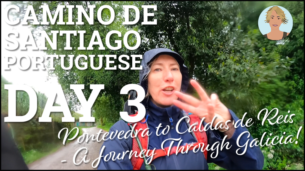 YouTube Cover image of a woman dressed in hiking gear walking in the rain holding 3 fingers up