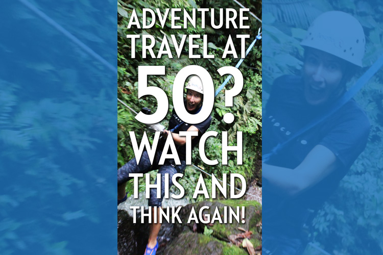 A graphic for a social media reel featuring a woman abseiling