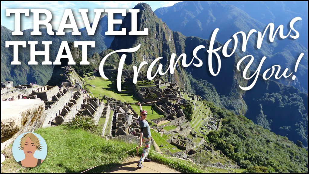 SueWhereWhyWhat standing overlooking Machu Picchu, Peru